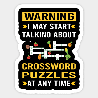 Warning Crossword Puzzles Sticker